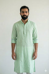 Pista Green 100% Pure Cotton Linen Fabric (70 lea)