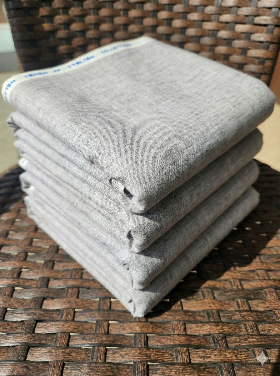 Grey & White Dual Shade Premium Cotton Linen Fabric (60 lea)