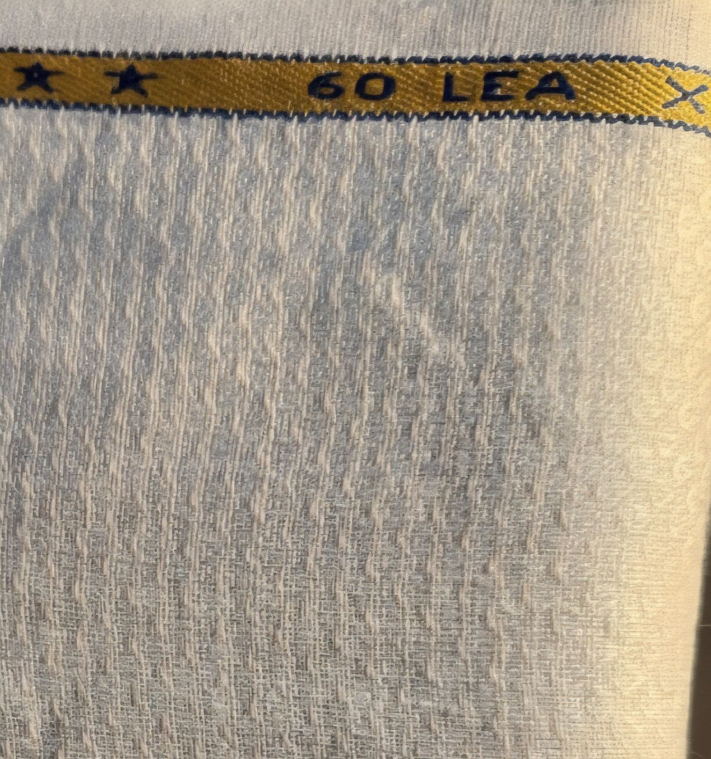 Beige Self Weaved Rhombus Shaped Motifs 100% Pure Linen Fabric (0% Cotton)