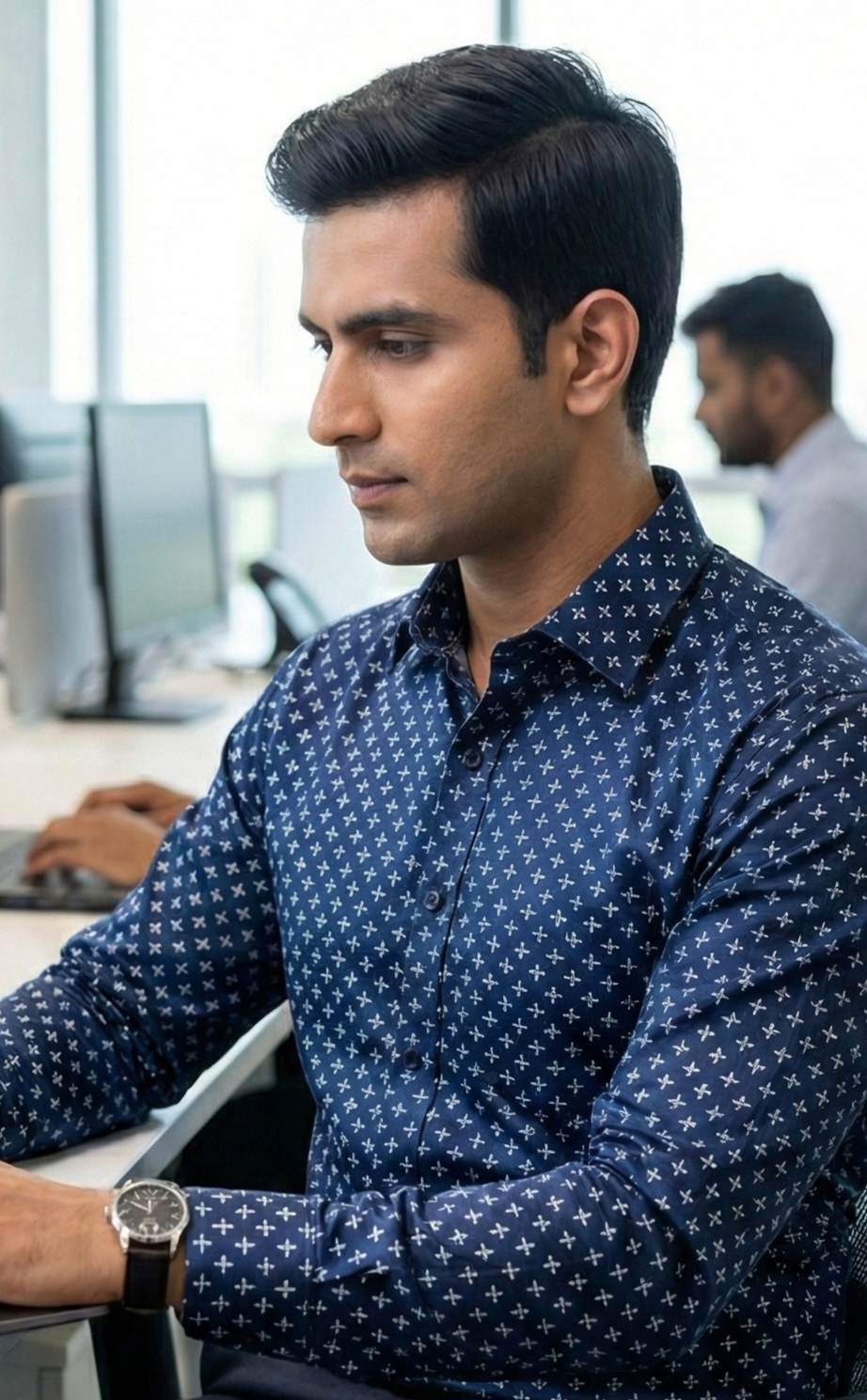 Blue Glossy Pure cotton printed cotton Fabric