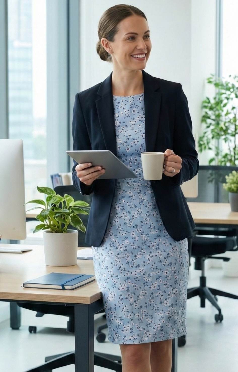 Cool Blue Glossy Floral Print 100% Pure Cotton Fabric