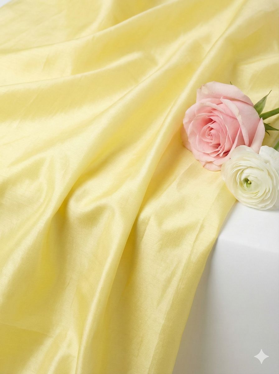 Pastel Yellow Chanderi Silk Fabric