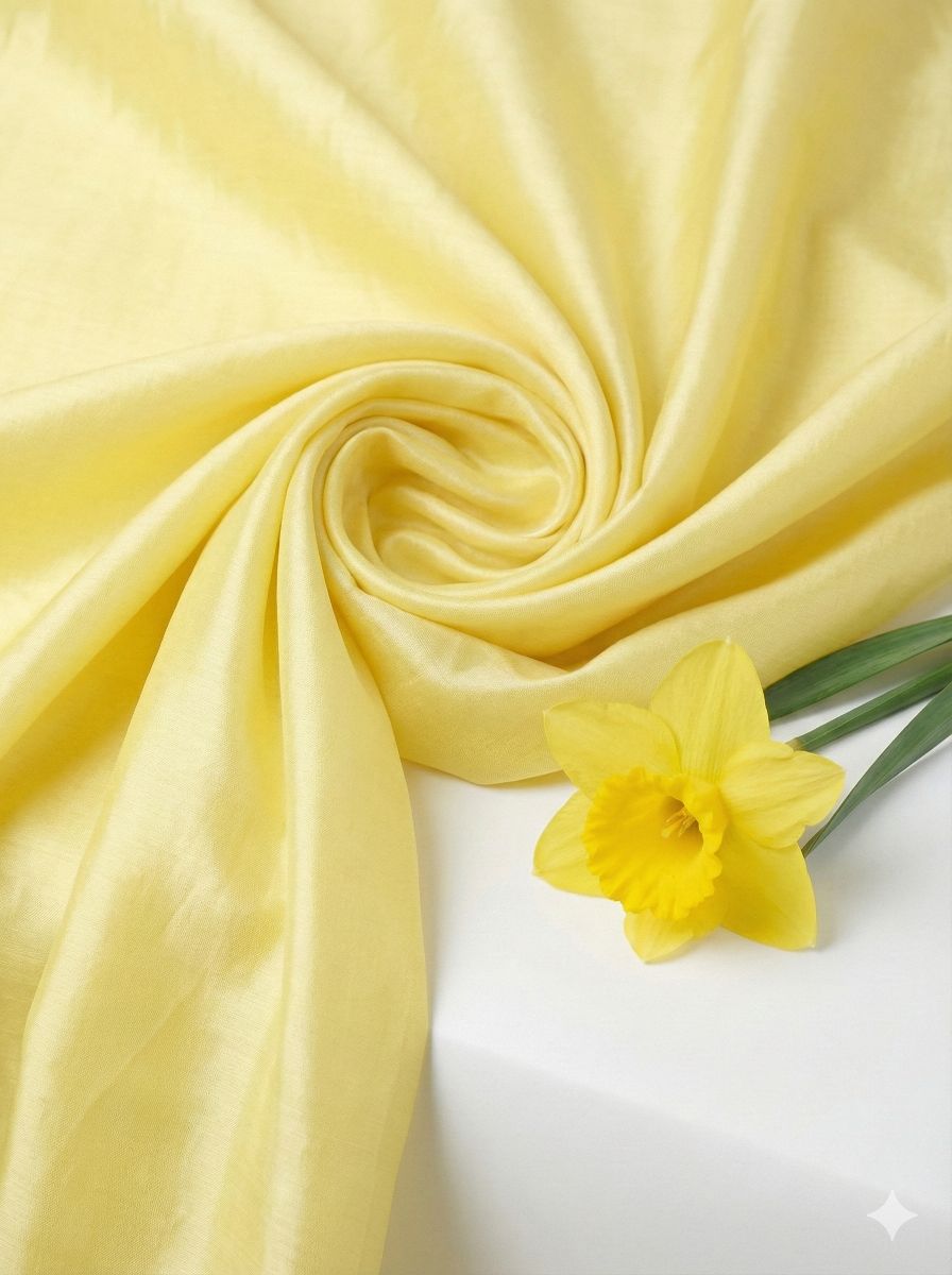 Pastel Yellow Chanderi Silk Fabric