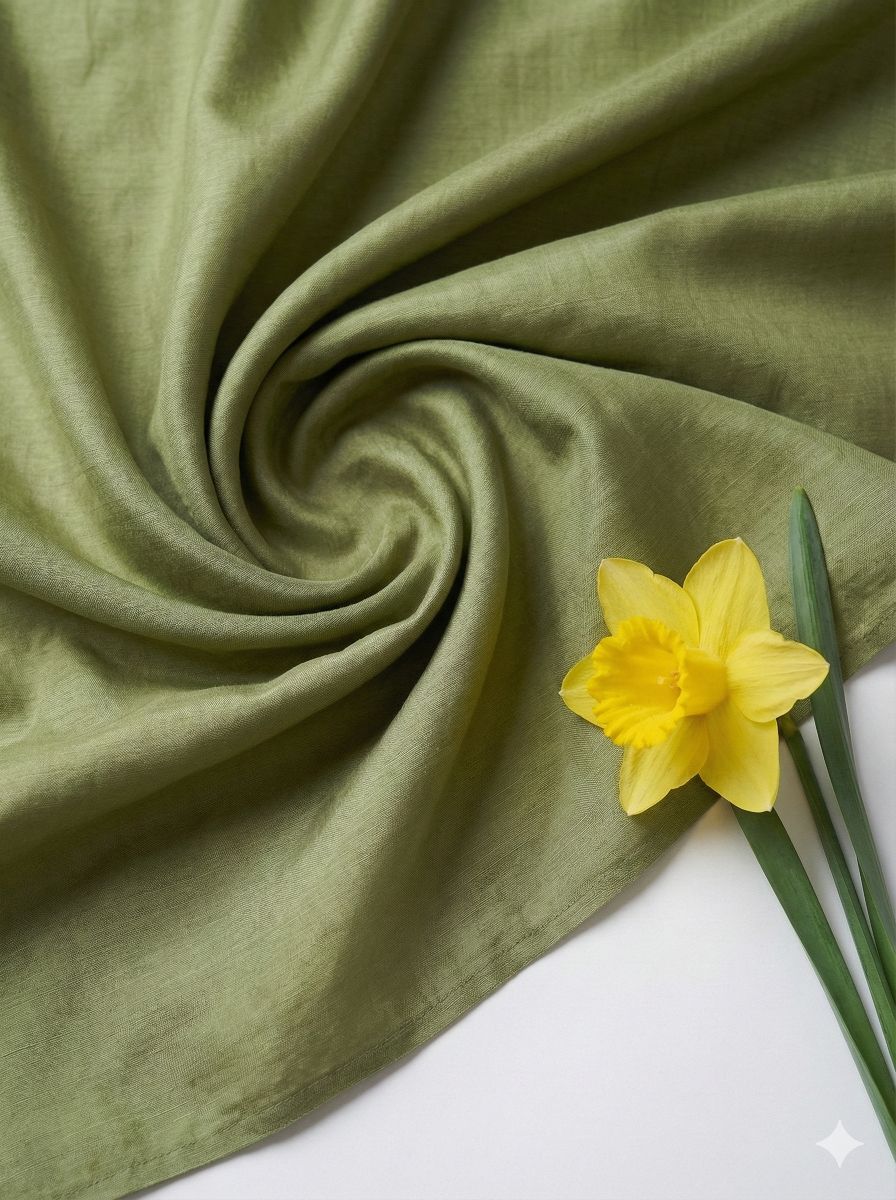 Moss green Chanderi Silk Fabric