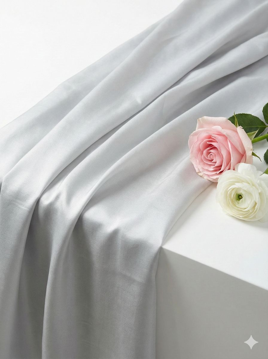 Pearl Grey Chanderi Silk Fabric