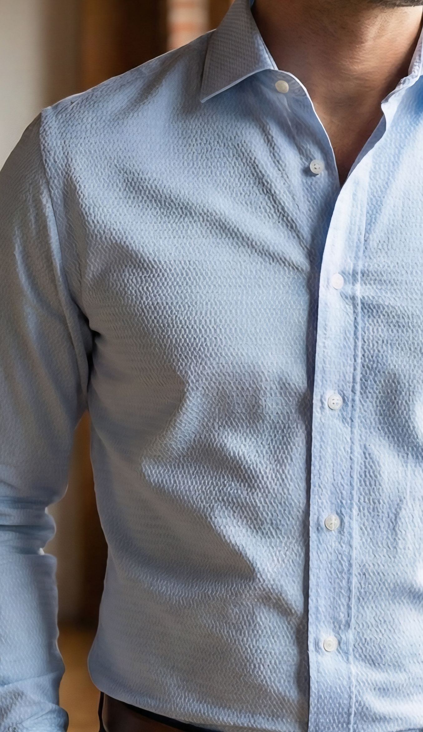 Pastel sky Blue Premium Self weaved Shirting Fabric