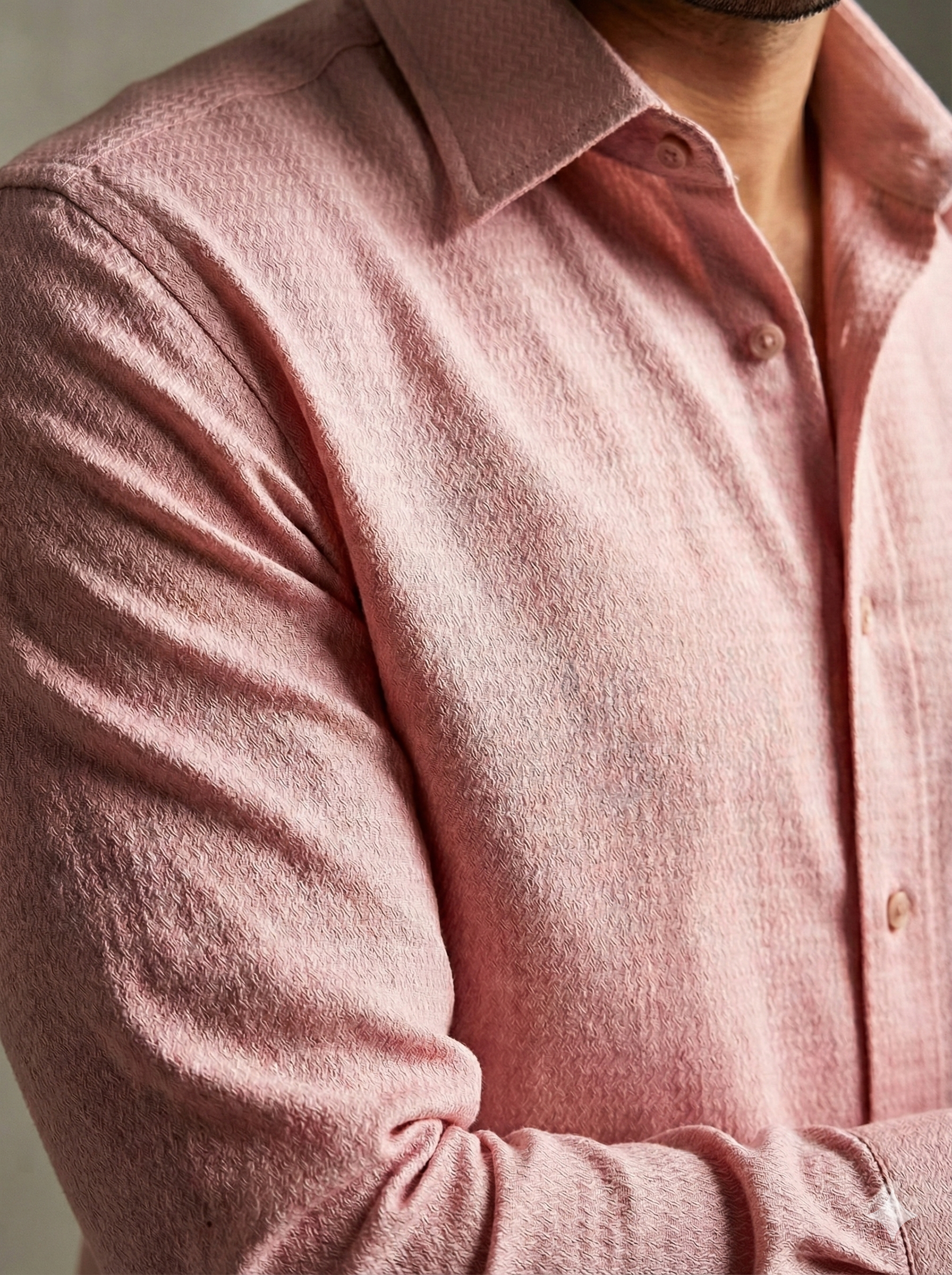 Pastel  Pink Premium Self weaved Shirting Fabric