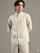 Beige 100% Pure Natural Linen Fabric (0% cotton)