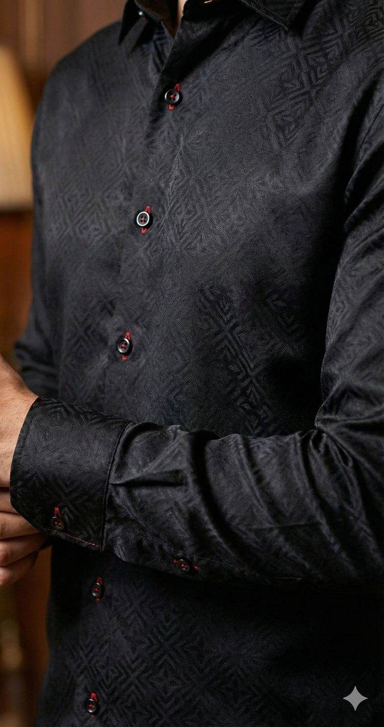 Black Self-Weaved Superfine Giza Cotton Shirting Fabric(1)