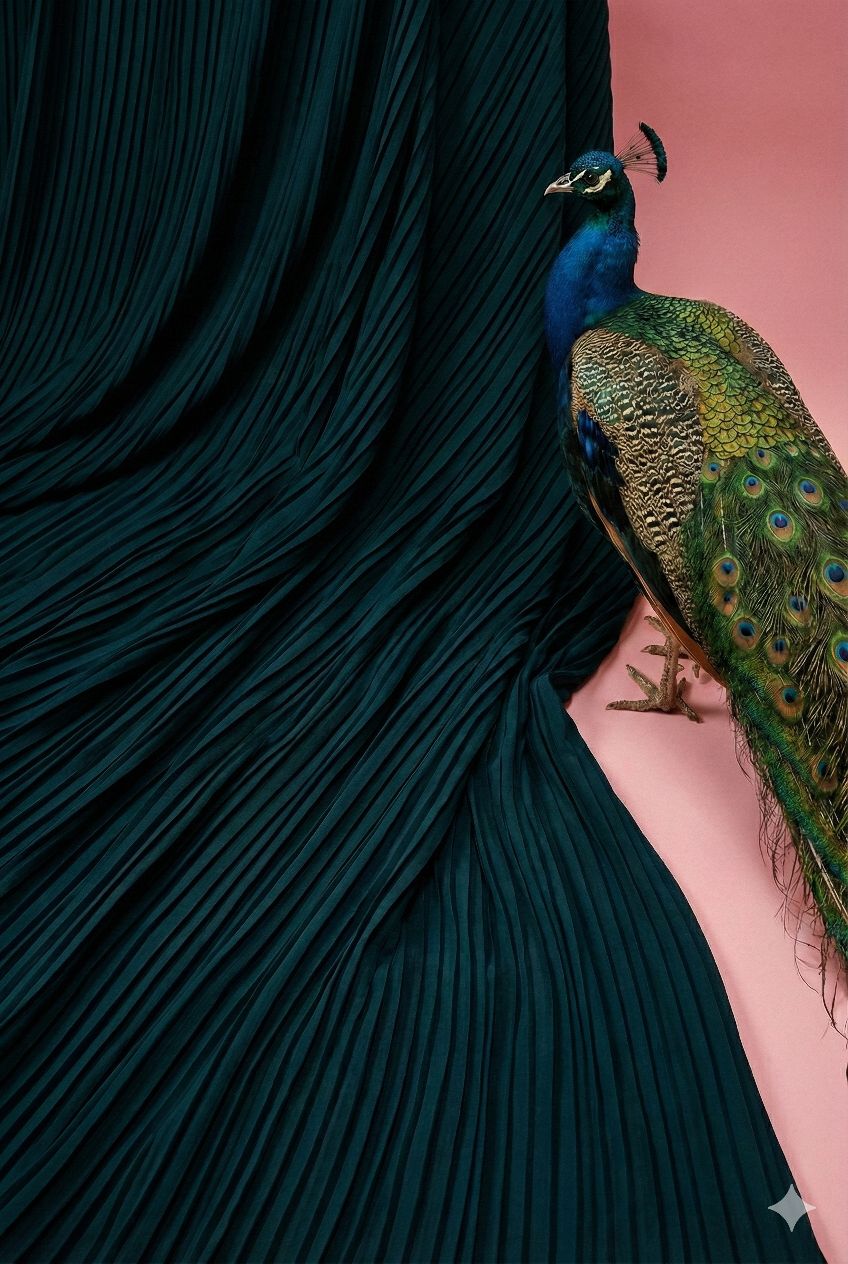 Pecock Blue Pleated Georgette Fabric