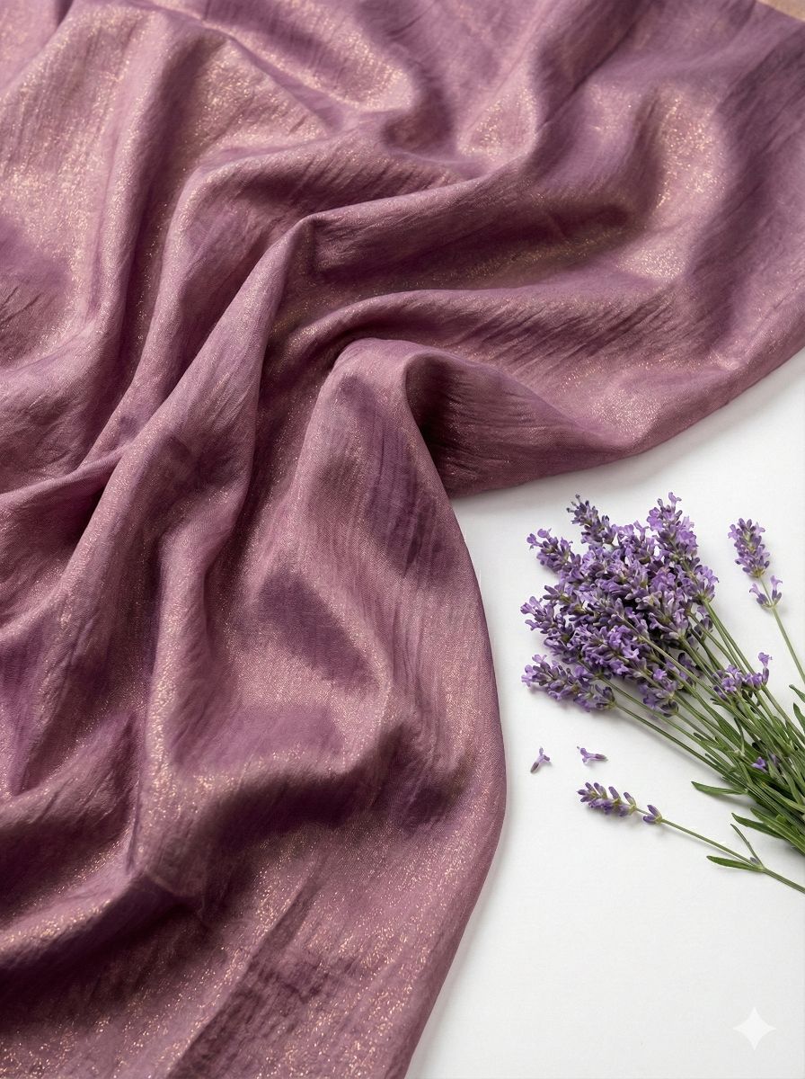 Lavender Shimmery Chanderi Silk Fabric