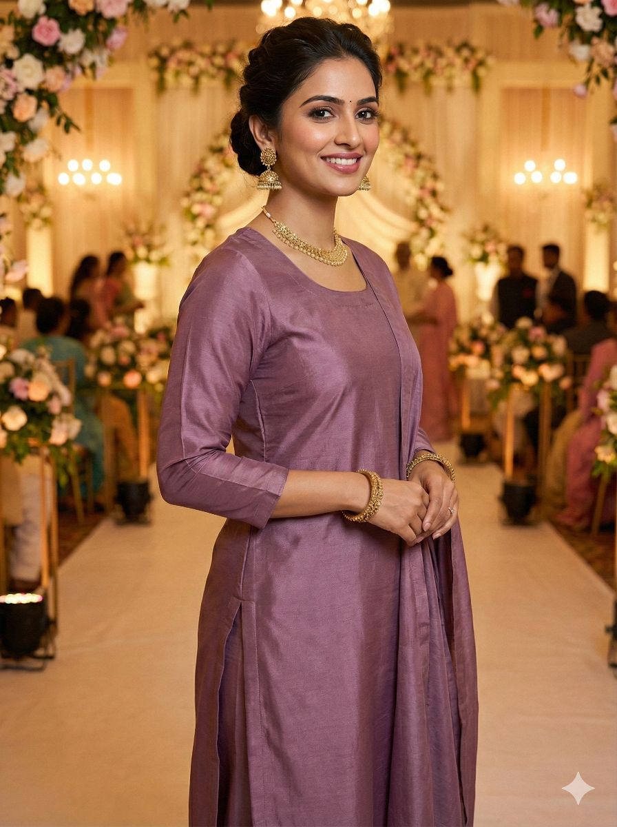 Lavender Shimmery Chanderi Silk Fabric