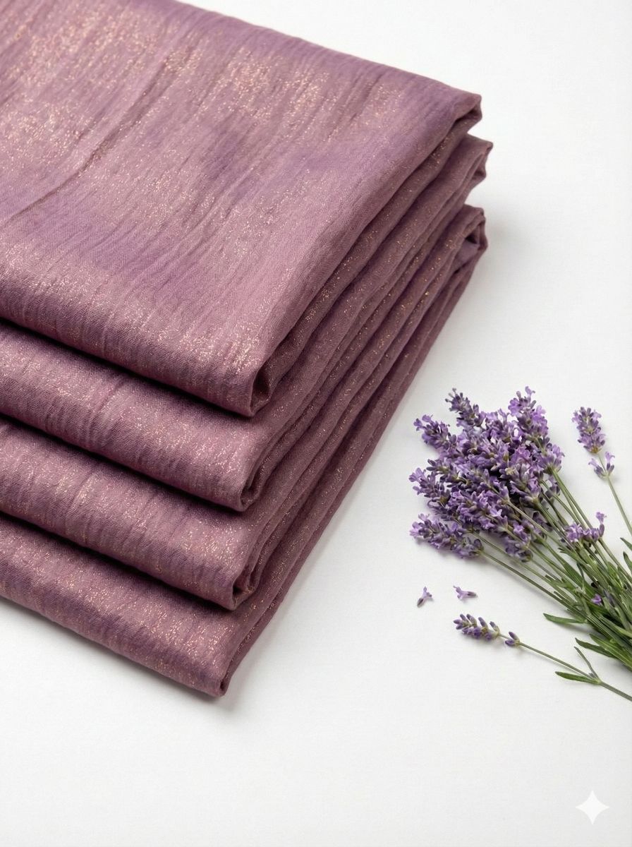Lavender Shimmery Chanderi Silk Fabric