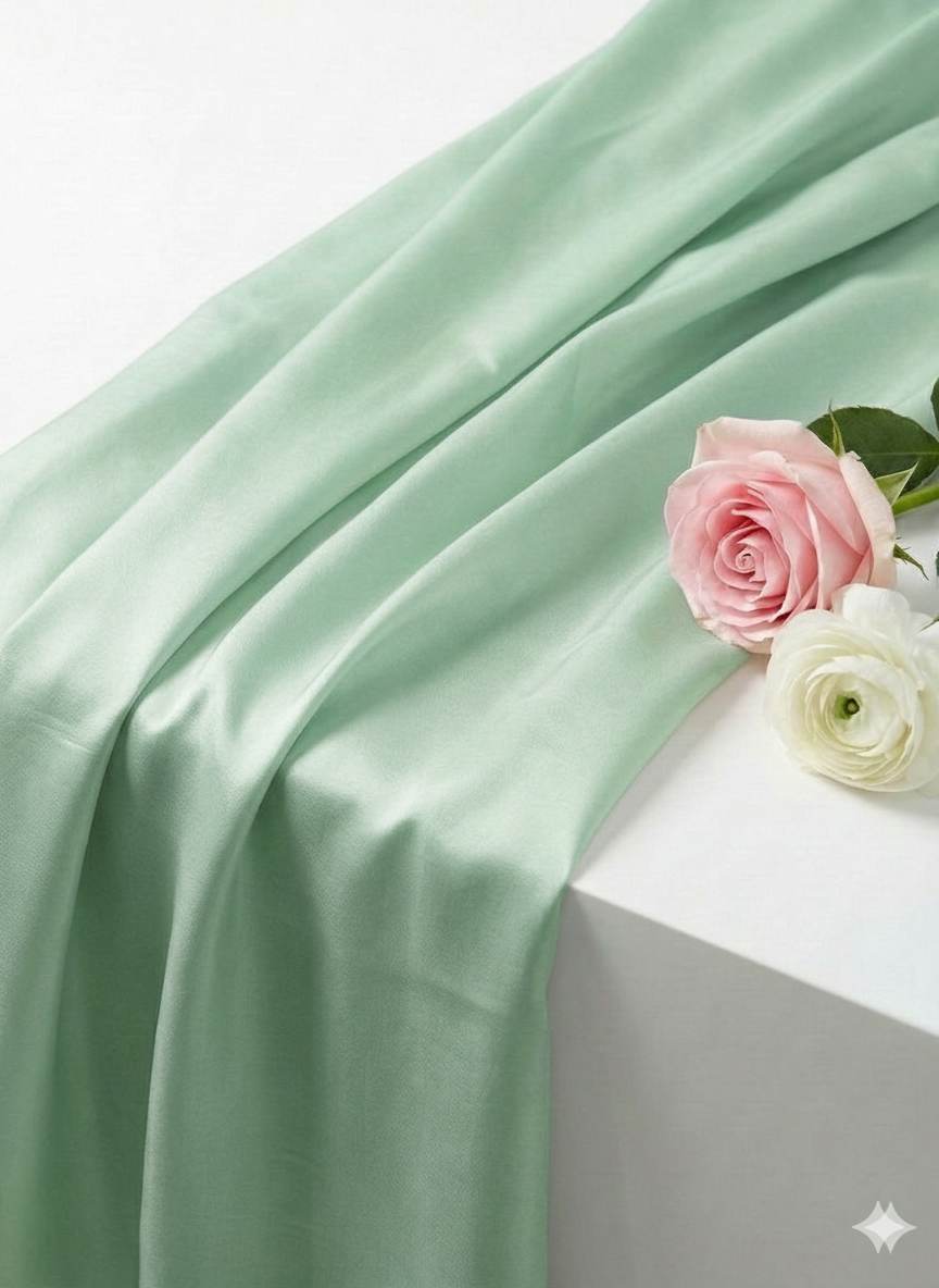 Pastel Mint Green Chanderi Silk Fabric