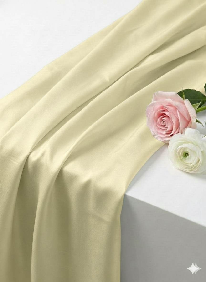 Pastel Lemon yellow Chanderi Silk Fabric