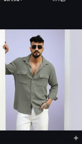 Ashy Green Imported Korean Cotton shirting Fabric