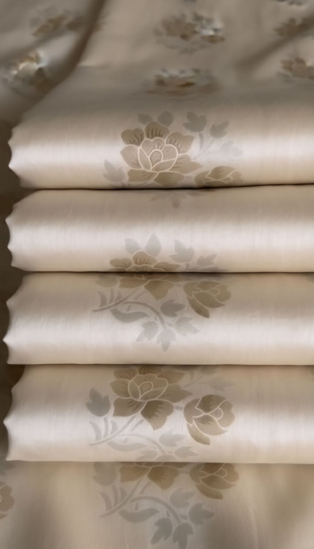 Beige Floral Dyeable Self texture Chanderi Jacquard Fabric
