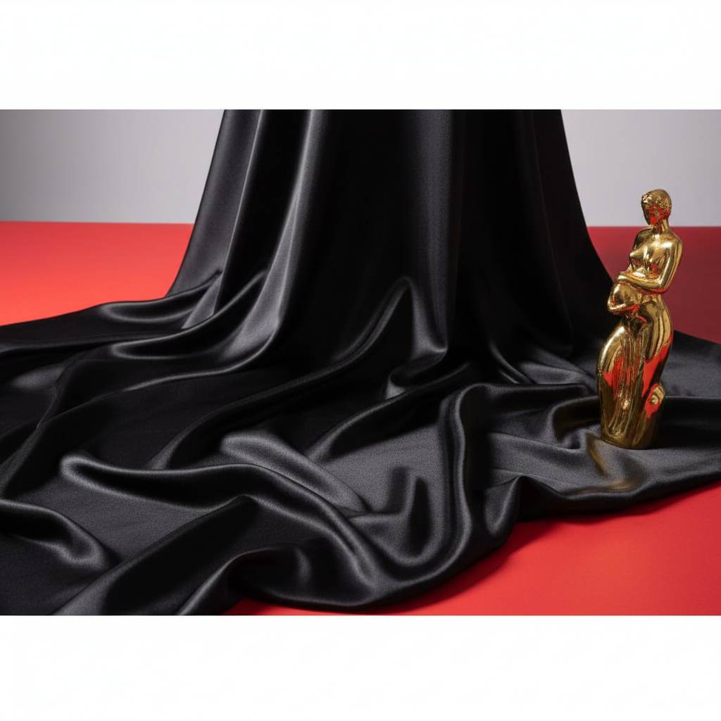 Imported Black Armani Satin Fabric (Big width)