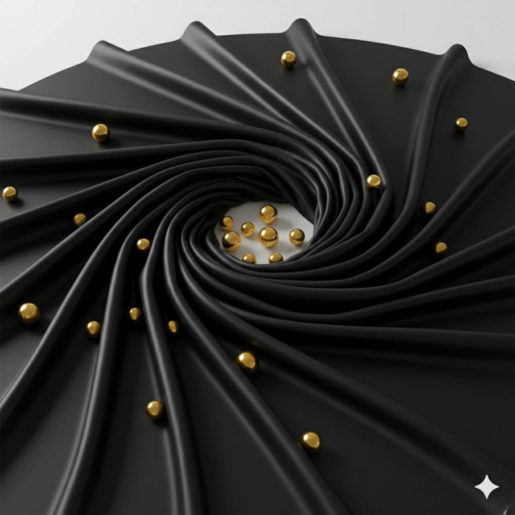 Imported Black Armani Satin Fabric (Big width)