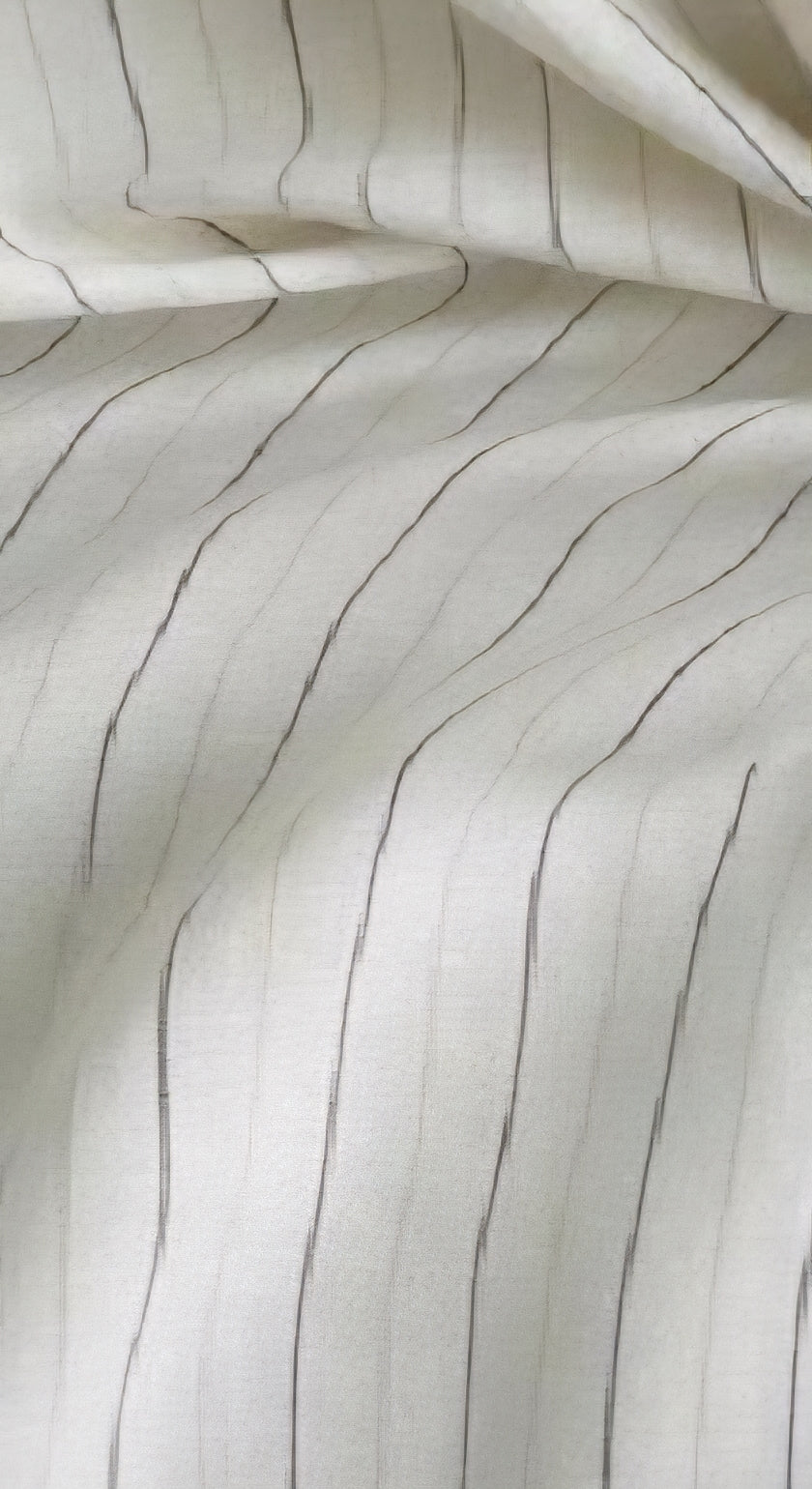 Off white Cotton Linen Fabric with Brown  & light brown Horizontal Lines (60 lea)