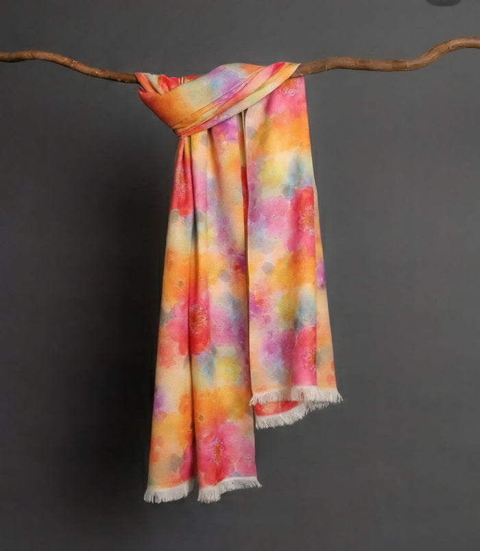 Multicoloured Digital Printed Zimi chu Fabric