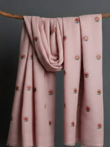 Light Pink Mul cotton Embroidered with threads and Faux Mirror Motifs