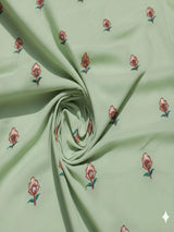 Pista Green Mul cotton Embroidered with threads and Faux Mirror Motifs