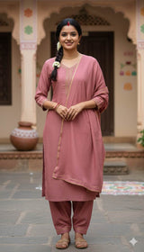 Smoothi Solid Pink Mul cotton Fabric