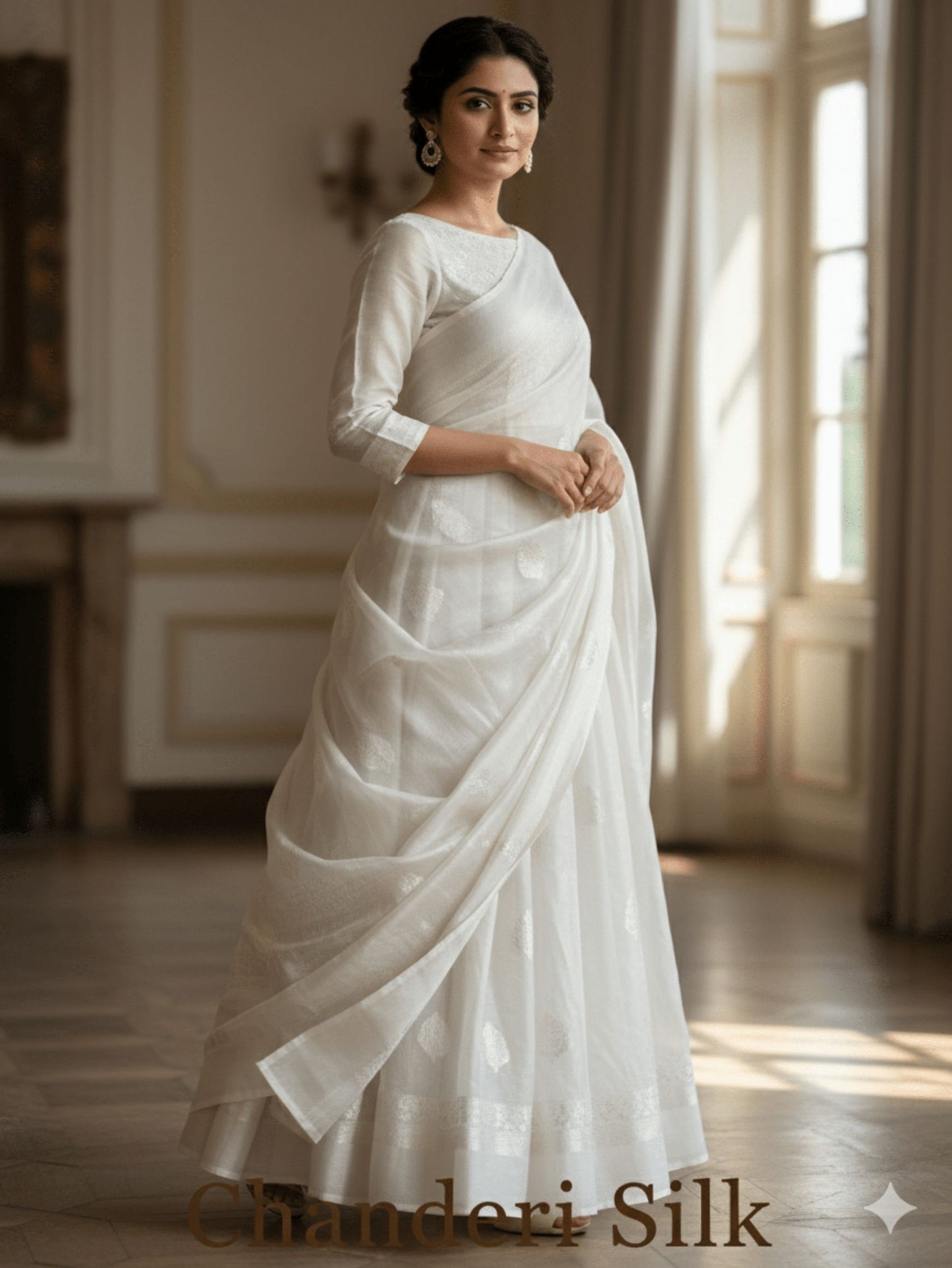 White Chanderi Silk