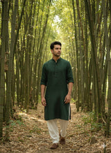 Dark Jungle Green 100% Organic Bamboo Cotton Linen Fabric