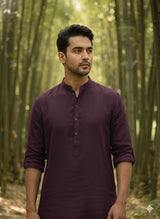 Burgundy Maroon 100% Organic Bamboo Cotton Linen Fabric