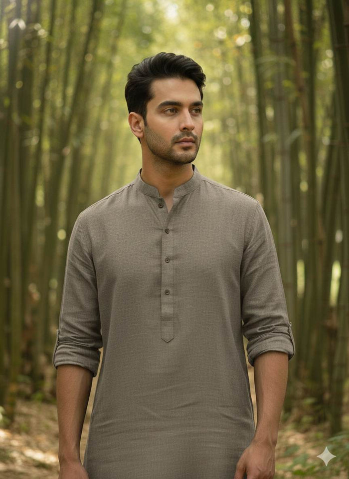 Mocha Brown 100% Organic Bamboo Cotton Linen Fabric
