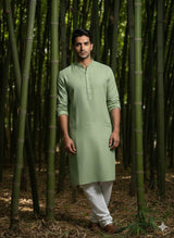Dusty Green 100% Organic Bamboo Cotton Linen Fabric