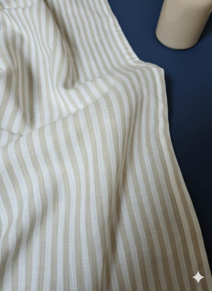 Khakee & white stripe Cotton Linen