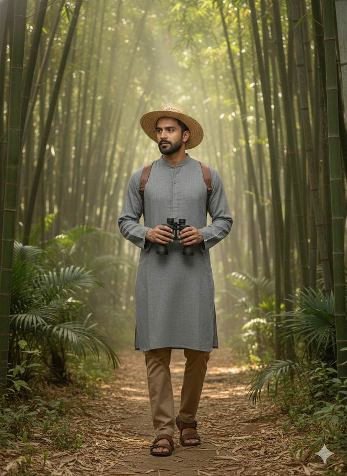 Grey 100% Organic Bamboo Cotton Linen Fabric