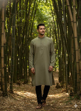 Dusty Greenish Brown 100% Organic Bamboo Cotton Linen Fabric