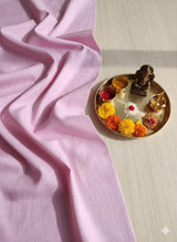 Pink & White two-tone Premium Cotton Linen Fabric (60 lea)