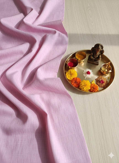 Pink & White two-tone Premium Cotton Linen Fabric (60 lea)