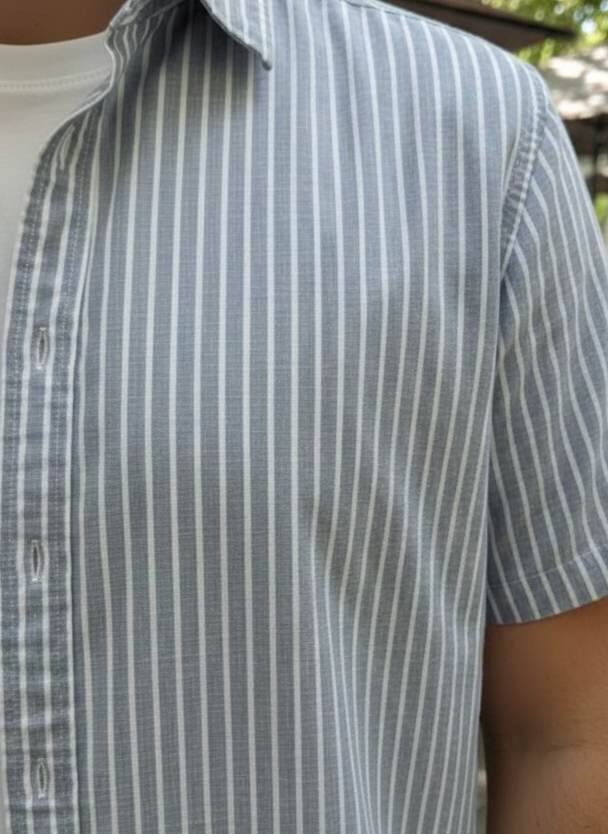 Grey & White Stripes Cotton Linen Fabric