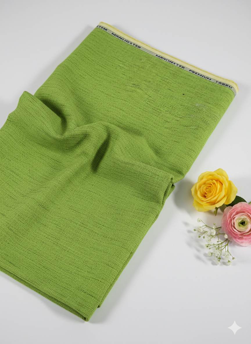 Parrot colour shirting Fabric blend with khadee
