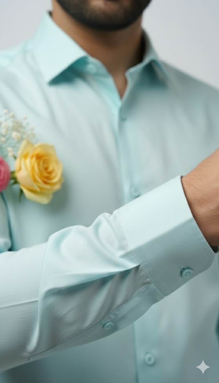 SKY Blue shirting Fabric blend with cotton & polyster