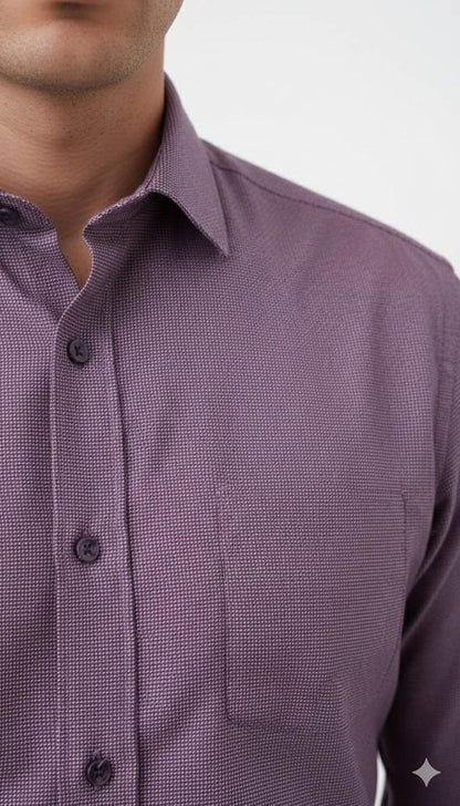 BURGANDY self dots Shirting fabric Blend with cotton & polyster