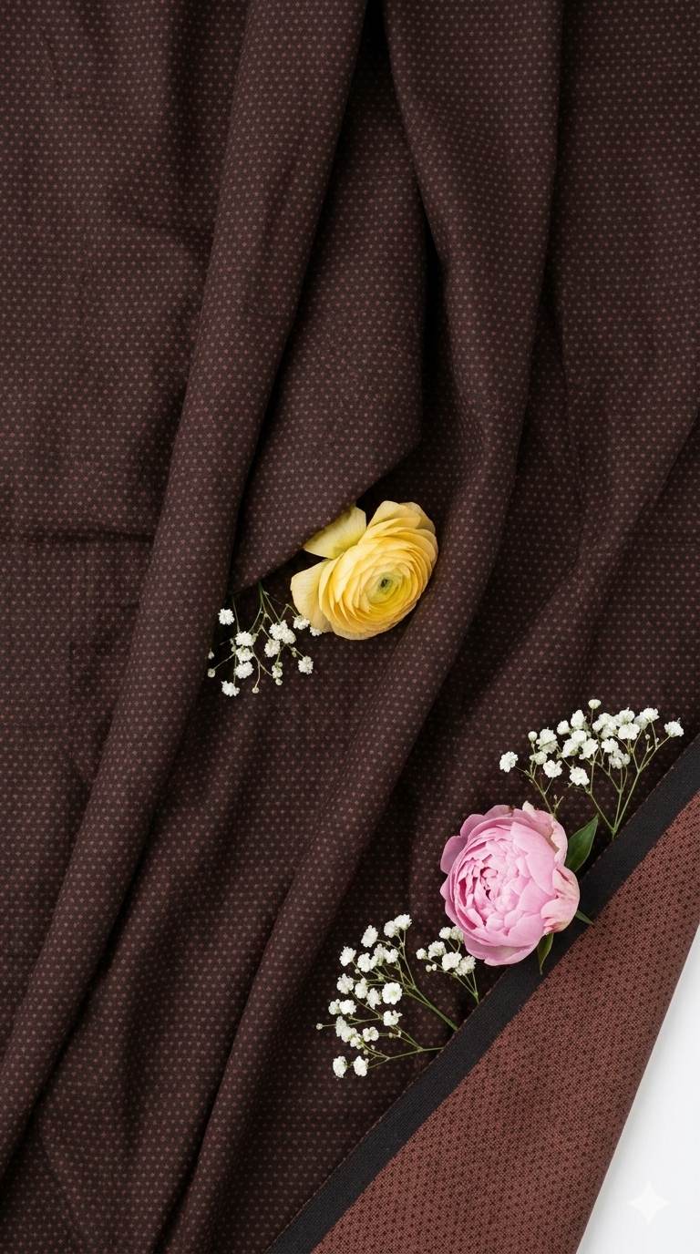 DARK Brown self dots Shirting fabric Blend with cotton & polyster