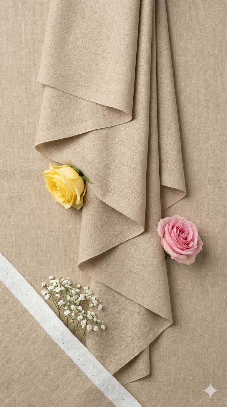Beige shirting Fabric blend with cotton & polyster