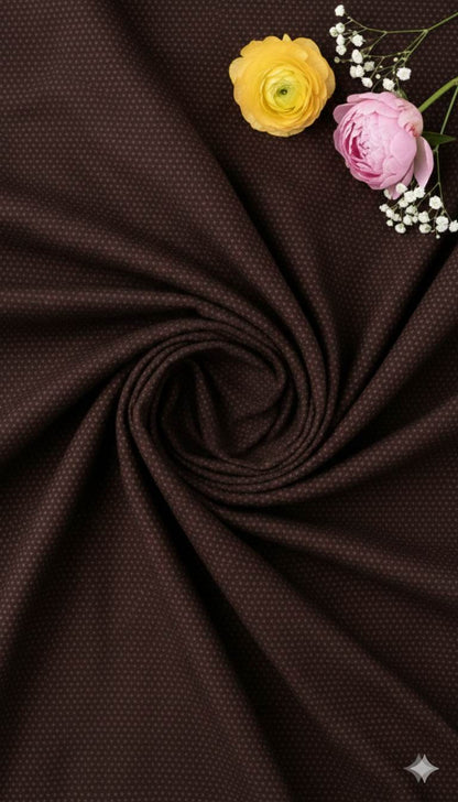 DARK Brown self dots Shirting fabric Blend with cotton & polyster