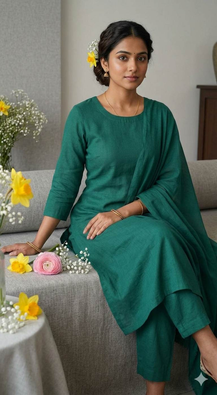 Green Premium Mul cotton Fabric