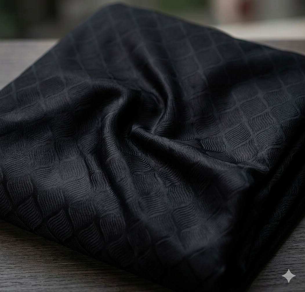 Black ultra Soft Jacquard style self weaved Cotton Fabric (2)