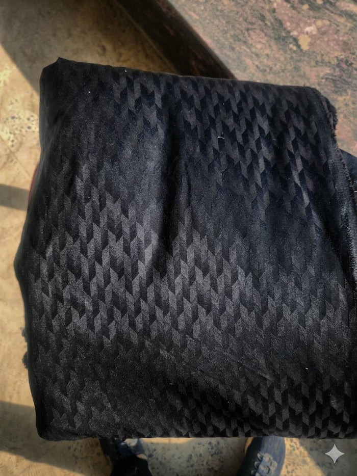 Black ultra Soft Jacquard style self weaved Cotton Fabric (3)