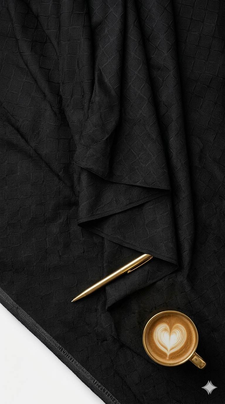 Black ultra Soft Jacquard style self weaved Cotton Fabric (2)