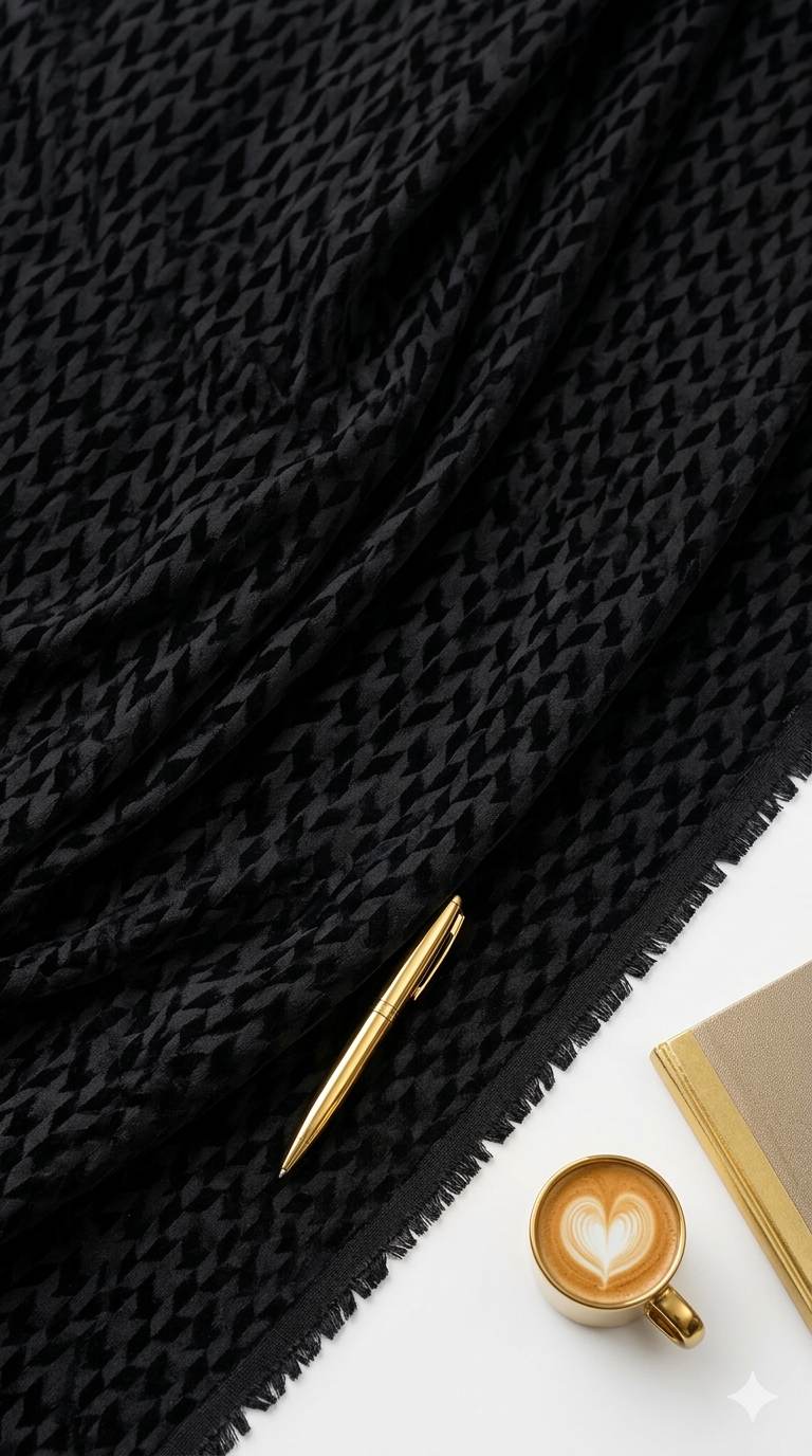 Black ultra Soft Jacquard style self weaved Cotton Fabric (3)
